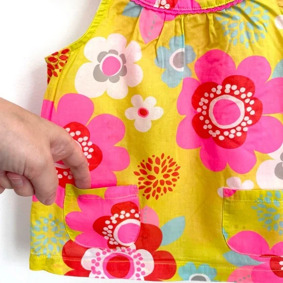 4/$20💥24M Carter's Neon Floral Summer Sundress, Lightweight Woven, Front Pockets - Picture 5 of 10